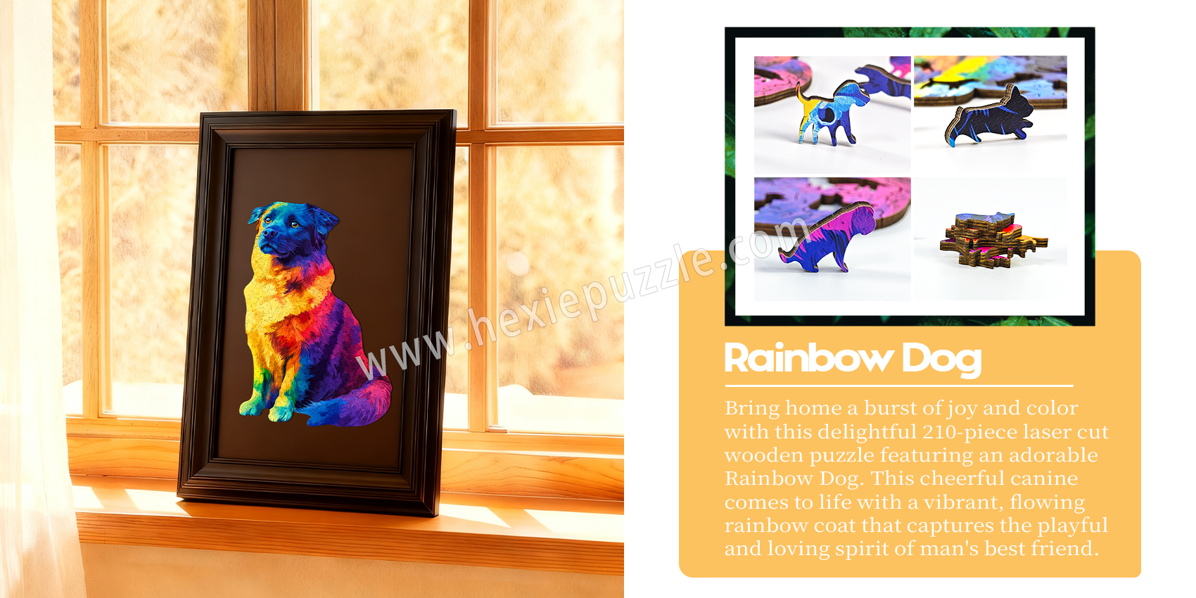 Rainbow dog wooden puzzle 210 pieces Rainbow dog wooden puzzle 210 pieces