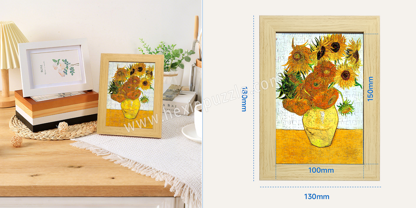 Van Gogh sunflower puzzle with wooden frame Van Gogh sunflower puzzle with wooden frame