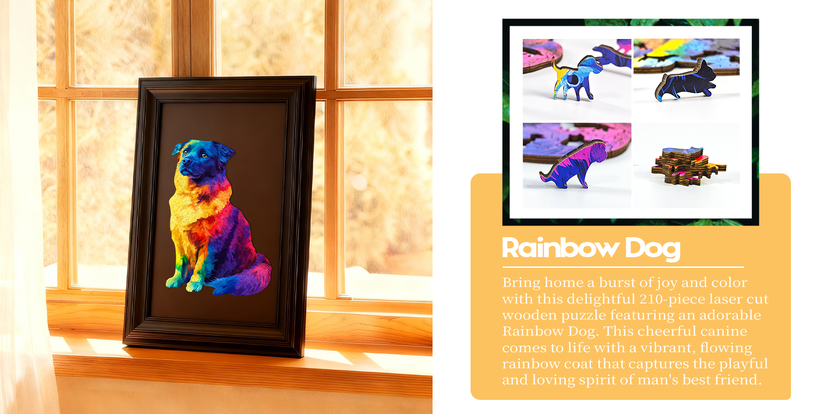 Rainbow dog wooden puzzle 210 pieces Rainbow dog wooden puzzle 210 pieces