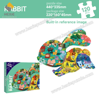 Kids' Educational White Card Puzzle | Irregular Rabbit 440*335mm | With 1:1 Reference Image & PE Bag | 220*160*45mm Box