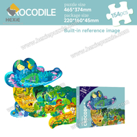Kids' Educational White Card Puzzle | Irregular Crocodile 465*374mm | With 1:1 Reference Image & PE Bag | 220*160*45mm Box