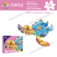 Kids' Educational White Card Puzzle | Irregular Sea Turtle 480*374mm | With 1:1 Reference Image & PE Bag | 220*160*45mm Box