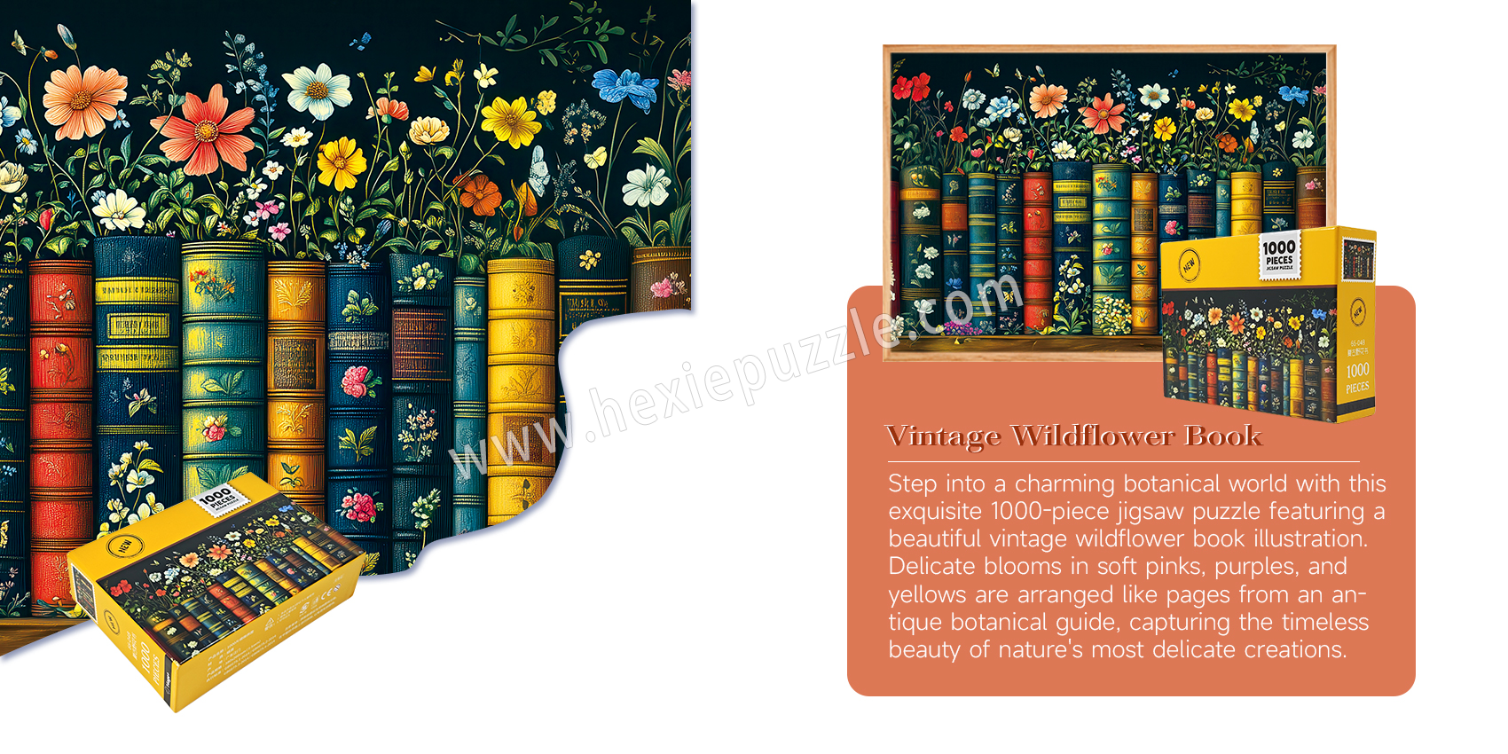 Vintage wildflower book puzzle 1000 pieces