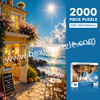 Seaside Shop 2000-Piece Jigsaw Puzzle | 700x1000mm Premium Grey Chipboard | Coastal Caf&eacute; Art with 1:1 HD Poster