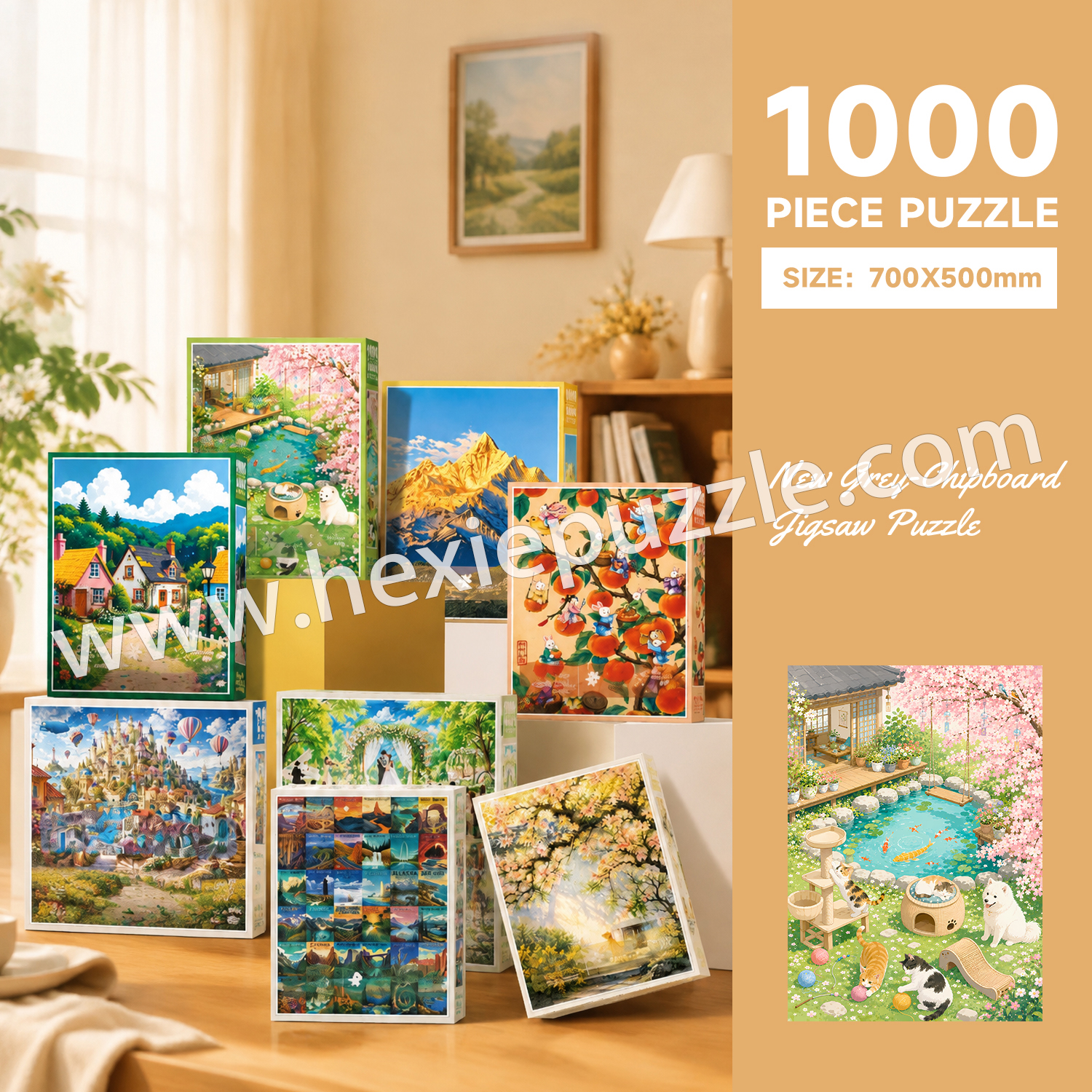National Parks 1000-Piece Jigsaw Puzzle | 700x500mm Premium Grey Chipboard | 63 U.S. National Parks Collage Art with 1:1 HD Poster