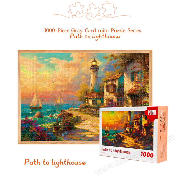 1000 Piece Grey Card Flower Path Lighthouse Puzzle 380x260mm 1:1 Original | Educational Brain Game | Gift Ready 180x130x50mm Box | 0.25kg