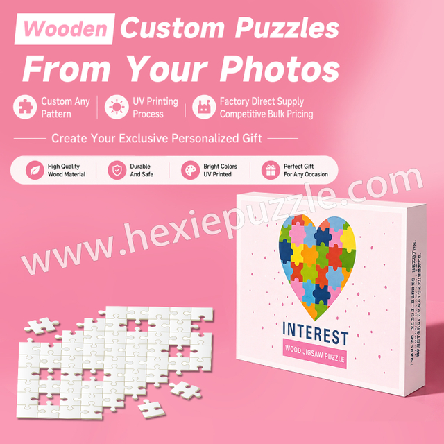 Custom Wooden Photo Jigsaw Puzzle | UV Printed from Your Photo | Personalized Gift with Gift Box & Reference Poster | Factory Direct