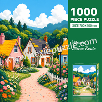 Colorful Scenic Trail 1000-Piece Jigsaw Puzzle | 700x500mm Premium Grey Chipboard | Cottage Garden Art with 1:1 HD Poster