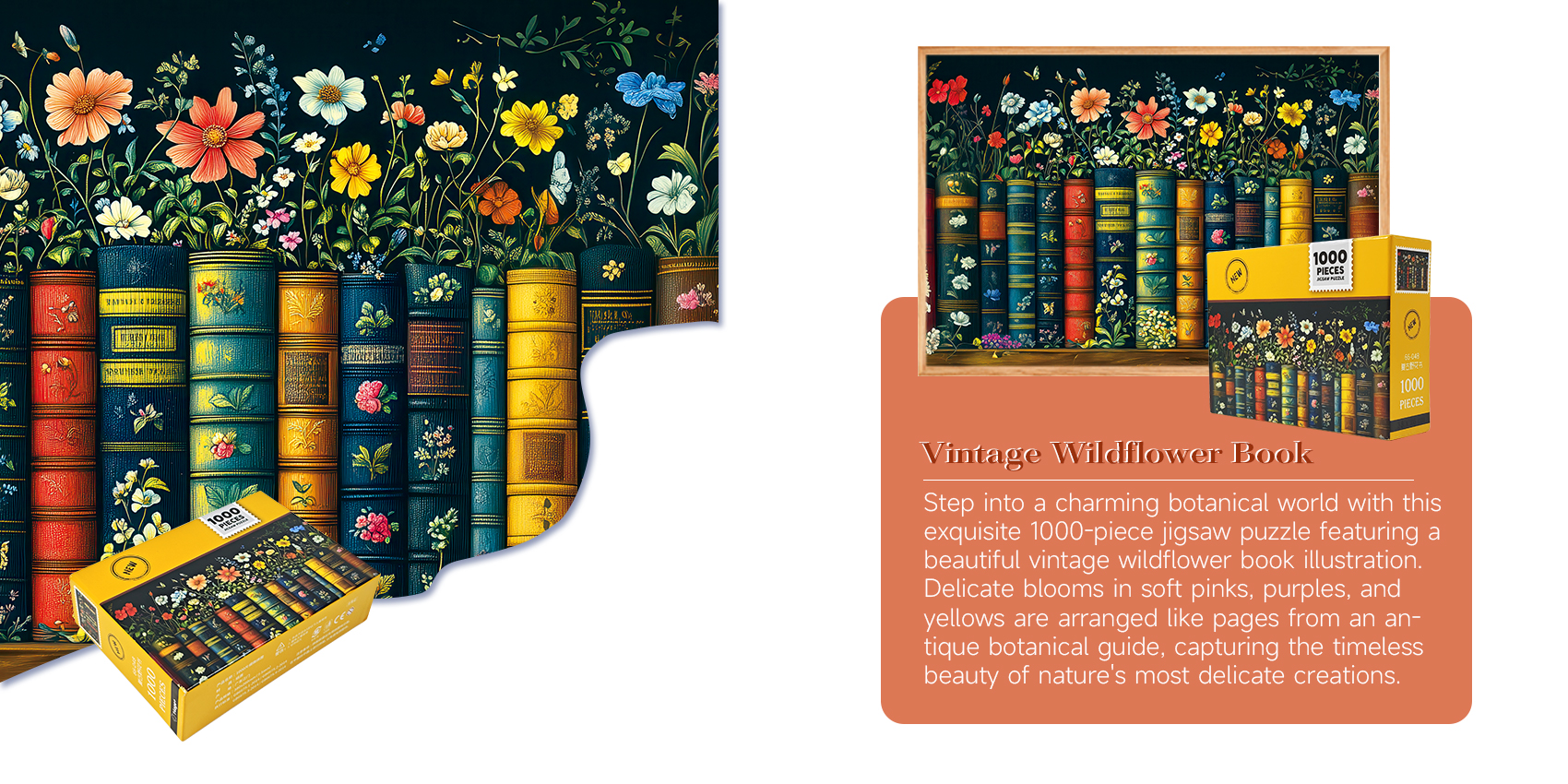 Vintage wildflower book puzzle 1000 pieces