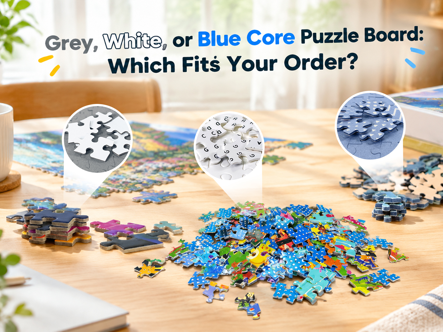 Grey, White, or Blue Core Puzzle Board: Which Fits Your Order?
