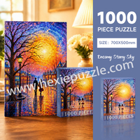 Dreamy Starry Sky 1000-Piece Jigsaw Puzzle | 700x500mm Premium Grey Chipboard | Romantic Couple Art with 1:1 HD Poster