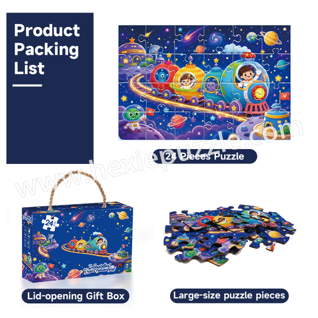 Kids Large-Piece Jigsaw Puzzle Set | 24-48 Pieces Progressive Difficulty | 4 Themed Puzzles with 1:1 HD Posters