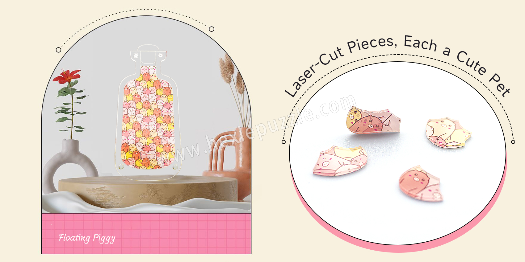 Acrylic plastic puzzle pig